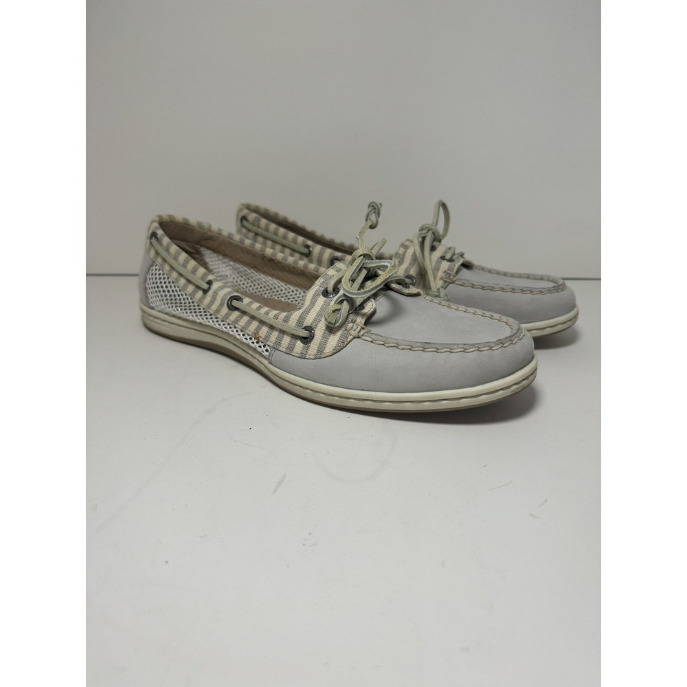 Women's Sperry Top-Sider‎ Firefish Stripe Mesh Light Grey Boat Shoes 10M